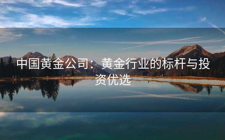 中国黄金公司：黄金行业的标杆与投资优选