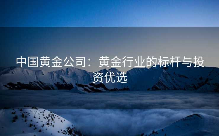中国黄金公司：黄金行业的标杆与投资优选