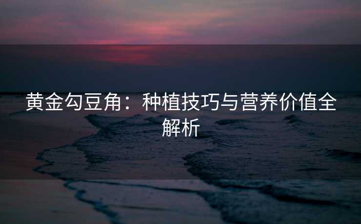 黄金勾豆角：种植技巧与营养价值全解析