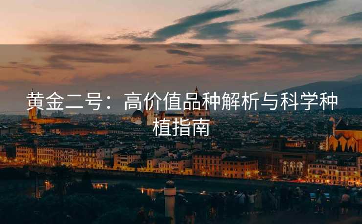 黄金二号：高价值品种解析与科学种植指南