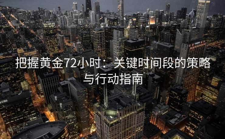 把握黄金72小时:关键时间段的策略与行动指南 把握黄金72小时:关键时间段的策略与行动指南