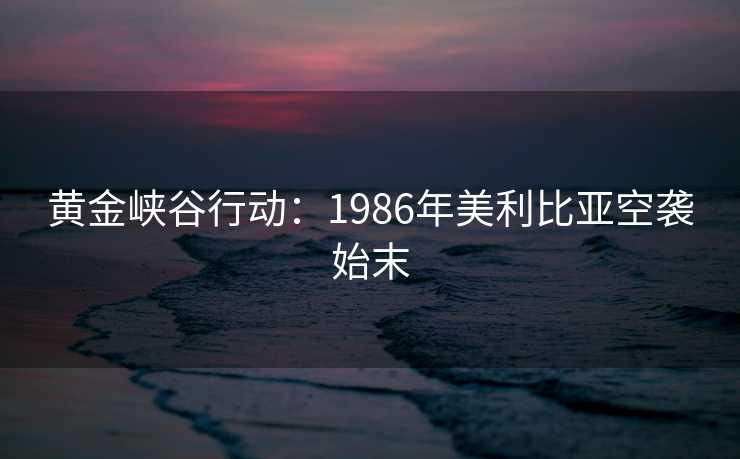 黄金峡谷行动：1986年美利比亚空袭始末